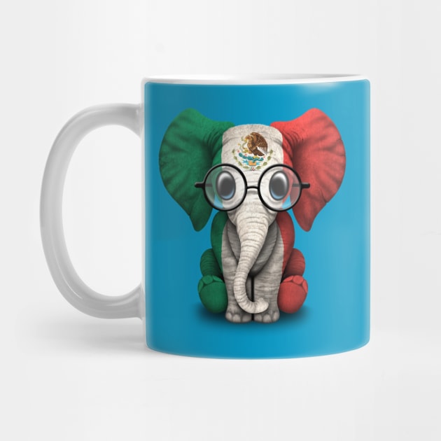 Baby Elephant with Glasses and Mexican Flag by jeffbartels